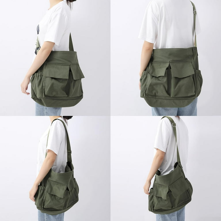 Canvas Messenger Bag Crossbody Shoulder Bag for Men Women Vintage