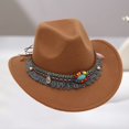 thumbnail image 2 of SRZYMJ Women's Felt Fedora Hat Wide Brim Panama Hats with Tassel, 2 of 3