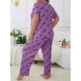 thumbnail image 6 of Womens Plus Size Pajama Soft Silky Print Set Short Sleeve Sleepwear 2 Piece Lightweight Loungewear for Home, 6 of 6