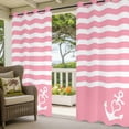 thumbnail image 2 of Outdoor Curtains for Patio Waterproof Nautical Anchor Indoor/Outdoor Curtain Tiebacks Geometric Pink Stripes Privacy Curtain Sun Block Grommet Drapes for Pergolas Gazebo Porch 2 Panel 54x108 Inch, 2 of 9