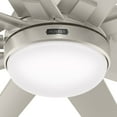 thumbnail image 3 of Hunter 60 inch Outdoor or Indoor Ceiling Fan with LED Light - Ceiling Fan with Wall Control, For Patio, Garage, or Porch, Quiet, Standard Mount, 10 Blades - Overton 50719, Matte Nickel, 3 of 17