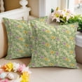 thumbnail image 2 of Easter Decorative Throw Pillow Covers 16x16 Inch Set of 2 Spring Floral Home Decor Pillow Cases for Couch, Flower Butterfly Green Leaves Cushion Case for Living Room Bedroom Bed Car Chair, 2 of 9