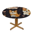 thumbnail image 3 of HAOXIT Cartoon Cute Corgi Dog Butt Round Fitted Tablecloth with Elastic Protector Table Cloth Kitchen Dinner Waterproof Oil-Proof Table Covers 54-58, 3 of 8