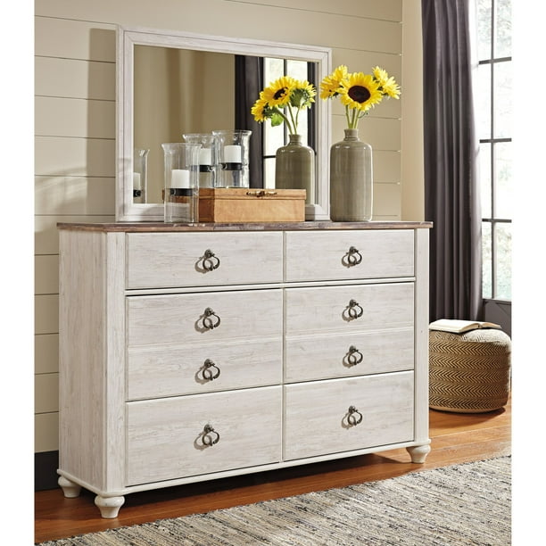 Signature Design By Ashley Willowton 6 Drawer Dresser With Optional Mirror Walmart Com Walmart Com