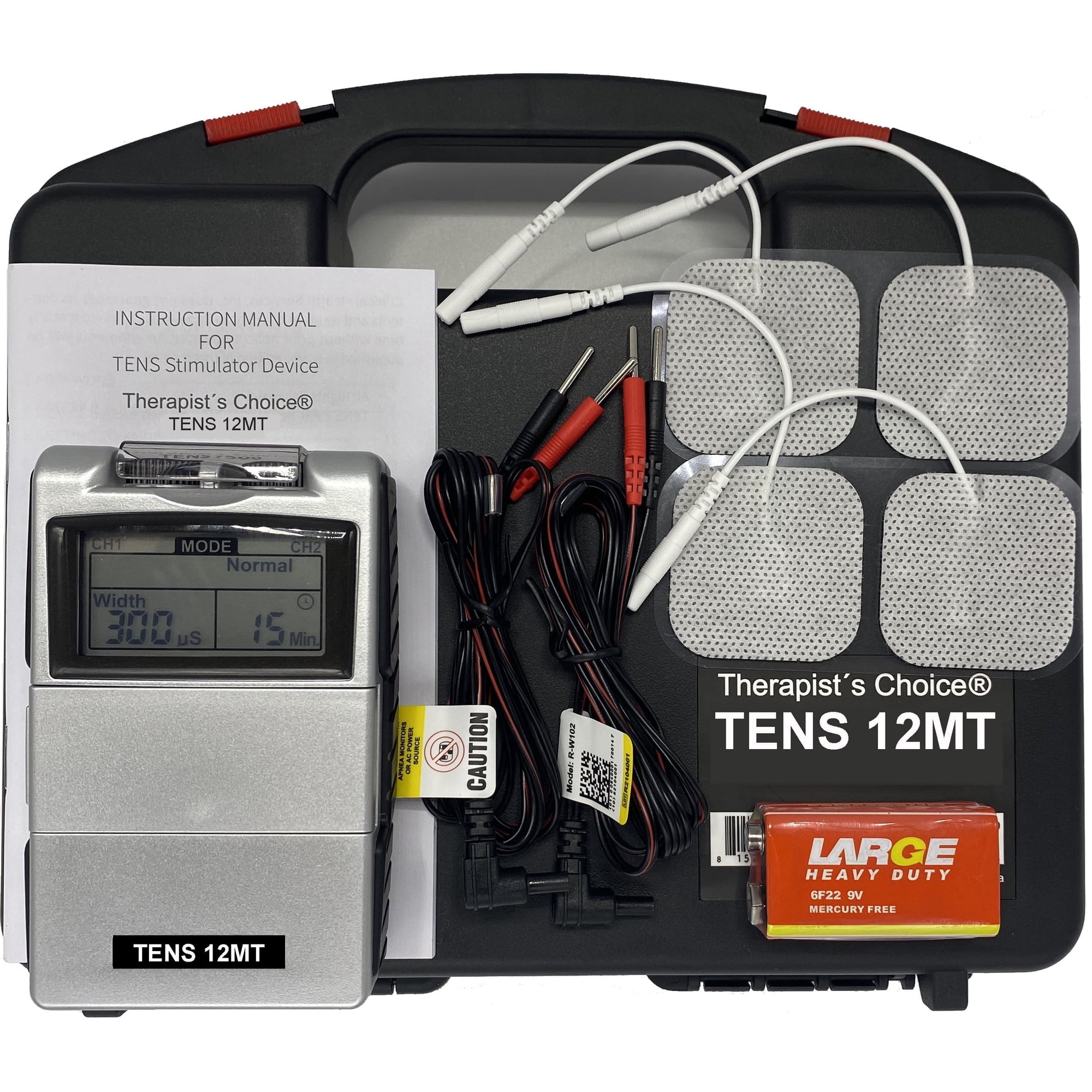 Therapist's Choice® Digital TENS Unit with Accessories – OTC TENS Machine for Temporary Pain Relief, Dual Channel Muscle Stimulator for Back, Neck, Shoulder, Arm and Leg Discomfort