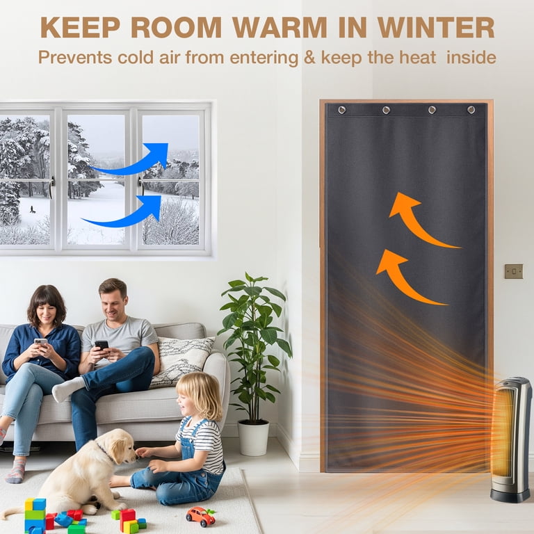 DONGPAI Heavy Duty Thermal Insulated Door Curtain, Windproof