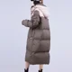 thumbnail image 3 of Chaquetas de invierno para mujer 2024 Chaqueta de plumón con capucha de longitud media Diseño de combinación de colores Chaqueta cálida gruesa de plumón de pato blanco, 3 of 5
