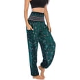thumbnail image 2 of Pantalones con forro polar Gibobby para mujer informales con estampado y cordón Verdinegro M, 2 of 4