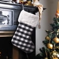 thumbnail image 2 of Bolsa de regalo de calcetín de Navidad en blanco y negro Bolsa de dulces decorada con Navidad Media de lana blanca Cabeza de calcetín en blanco y negro brillar Electrónica, 2 of 5