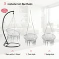 thumbnail image 4 of Gray Woven Hammock Chair, Dual Suspension Styles, 100% Breathable Cotton, Boho Swing Chair, Ceiling Hanging Chair, Bedrooms, Gardens, Cafes​, 4 of 7