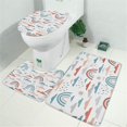 thumbnail image 2 of White Boho Bohemia Rainbow Clouds Sun Pattern Bathroom Rugs Sets 3 Piece,Toilet Cover Set,Absorbent Non Slip Bathroom Mats Sets with U-Shaped Contour Rug Toilet Rug Set, 2 of 5