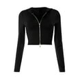 thumbnail image 3 of Tiqkatyck Crop Tops for Women, Long Sleeve Slim Fit Women's Flared Sleeve Tops Long Sleeve Hooded Shirts Crew Neck Crop Tops, Summer Tops for Women, Shirts for Women Black S, 3 of 8