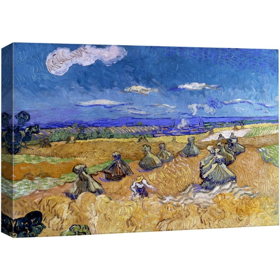 wall26 Canvas Print Wall Art Wheat Field with Reaper by Master Artist Vincent Van Gogh Nature Wilderness Illustrations Fine Art Relax/Calm Multicolor for Living Room, Bedroom, Office - 24"x36&qu
