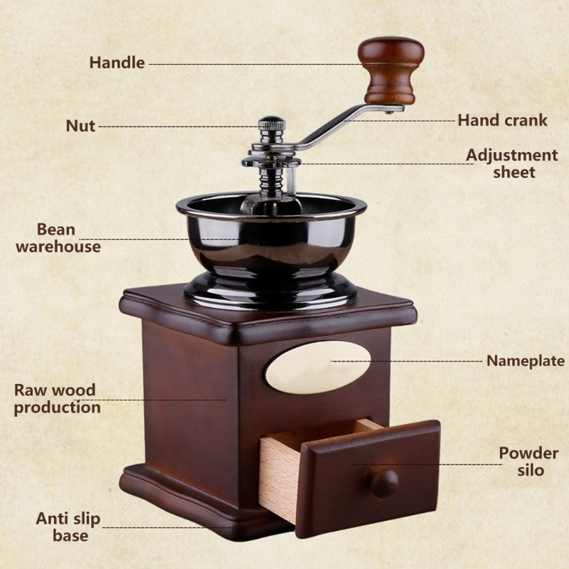 Elegant Espresso Machine with Adjustable Coarseness Space Saving Hand Operated Grinder Home Coffee Accessories
