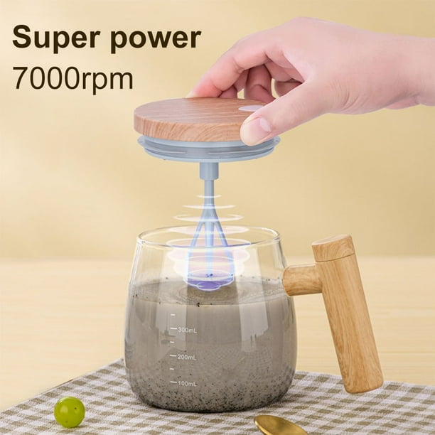 Taza Mezcladora Eléctrica Taza de vidrio de mezcla automática con un solo clic a prueba de agua IP67 con tapa/mango/escala 400ML