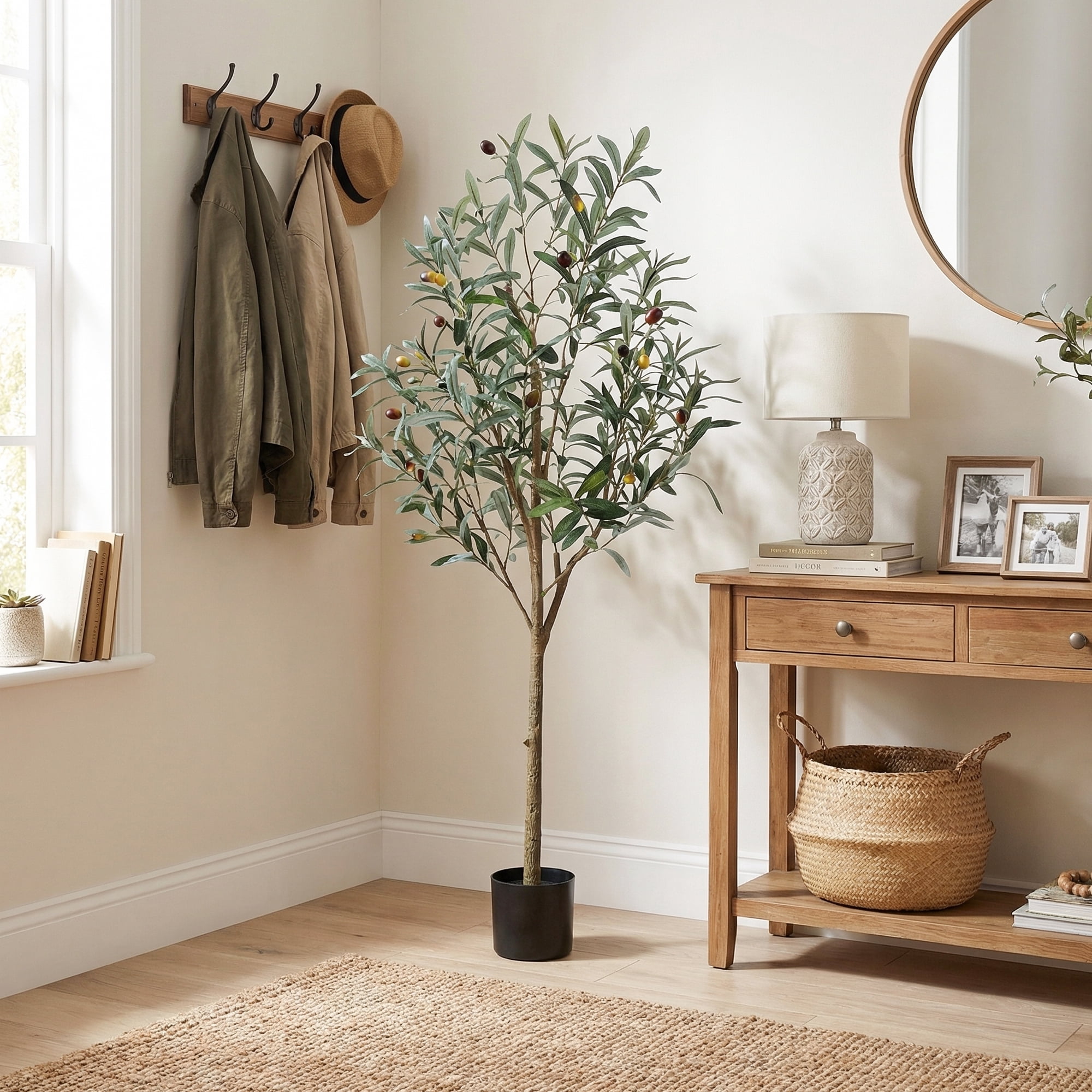 Verdelure 4FT Artificial Olive Tree with Lifelike Fruits Fake Olive Plant Potted Indoor Faux Floor Plant for Home Office Decor