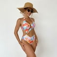 thumbnail image 4 of SWSMCLT Women's Halter High Waisted Slimming Cheeky Summer Sexy Swimsuit Beach Bathing Suit One Piece Swimsuit Orange 12, 4 of 4