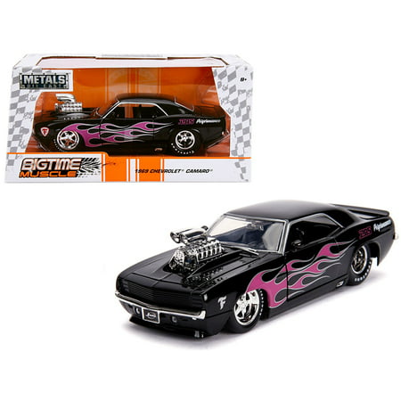 1969 Chevrolet Camaro with Blower Black and Pink Flames 
