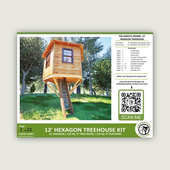 THE DAKOTA PRAIRIE © : 12' Hexagonal Treehouse Plan