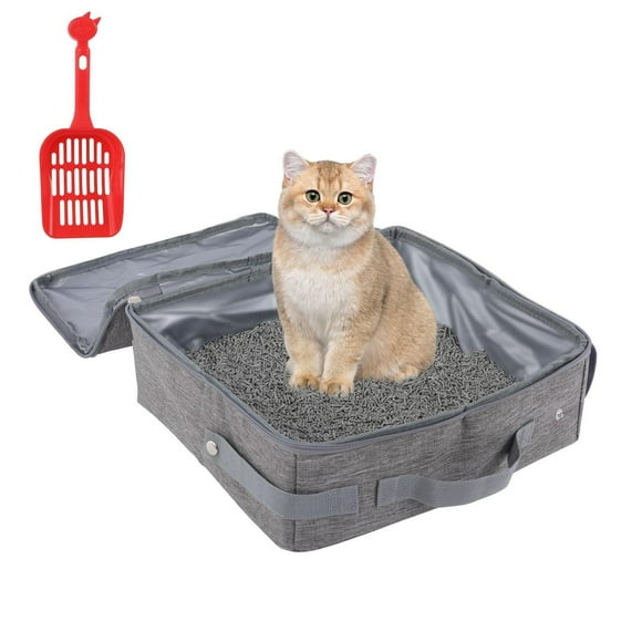 Arenero Portátil para Gato JAKLENA22 Negro Impermeable y Plegable