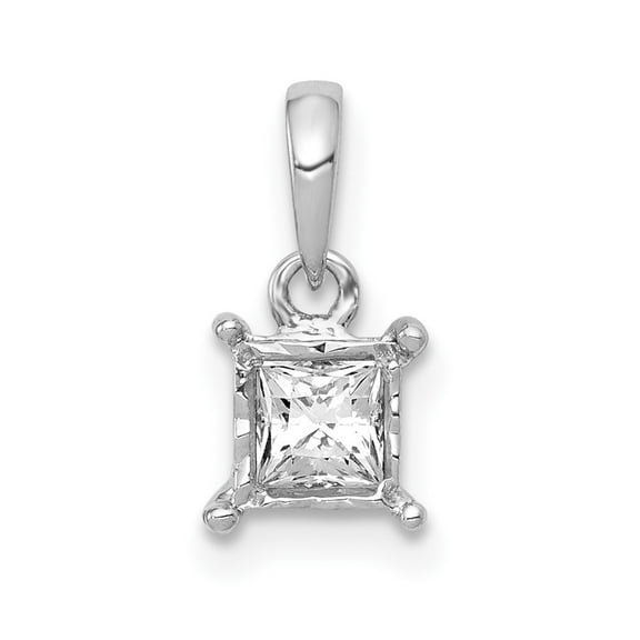 14k White Gold 1/5ct. Diamond Square Pendant Charm