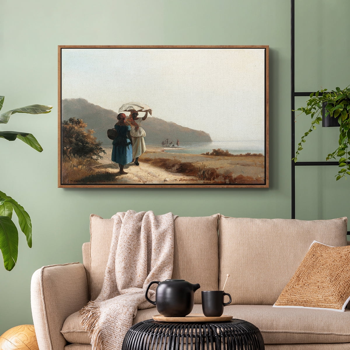 Vintage Landscape-CIX By Wexford Home Framed in Walnut Wood Gallery Wrapped Canvas 17 in. x 25 in.