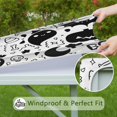 thumbnail image 6 of Black and White Halloween Doodle Pattern Square Fitted Tablecloth with Elastic Edge,Square Table Cover,Washable Elastic Table Cover for Home Kitchen Party Decor 34"x34", 6 of 6