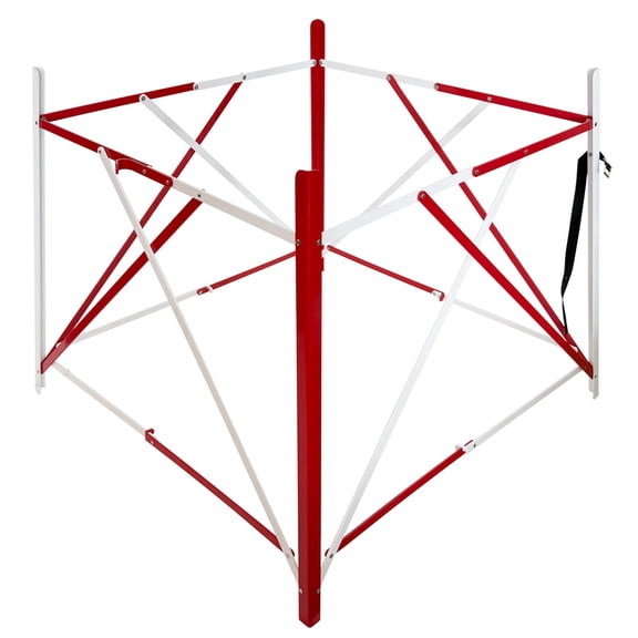 Collapsible Manhole Guard Rail Telescopic Fence Safety Barrier 41.3x41.3x35in Iron-Aluminum Red/Whit