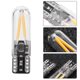 thumbnail image 2 of Pair of 8-28V W5W T10 Glass COB Filament LED Car Reading DRL Turn Signal LED Bulb Yellow Light, 2 of 4