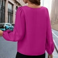 thumbnail image 7 of Blmnix Hot Pink Women's Tops V-Neck Long Sleeve Satin Boho Blouses for Women Clothing, 7 of 7