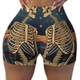 thumbnail image 2 of Pofeuu Romantic Skeletons Under Moon Print Workout Shorts for Women Scrunch Butt Lifting High Waisted Yoga Gym Seamless Booty Biker Shorts-Medium, 2 of 8