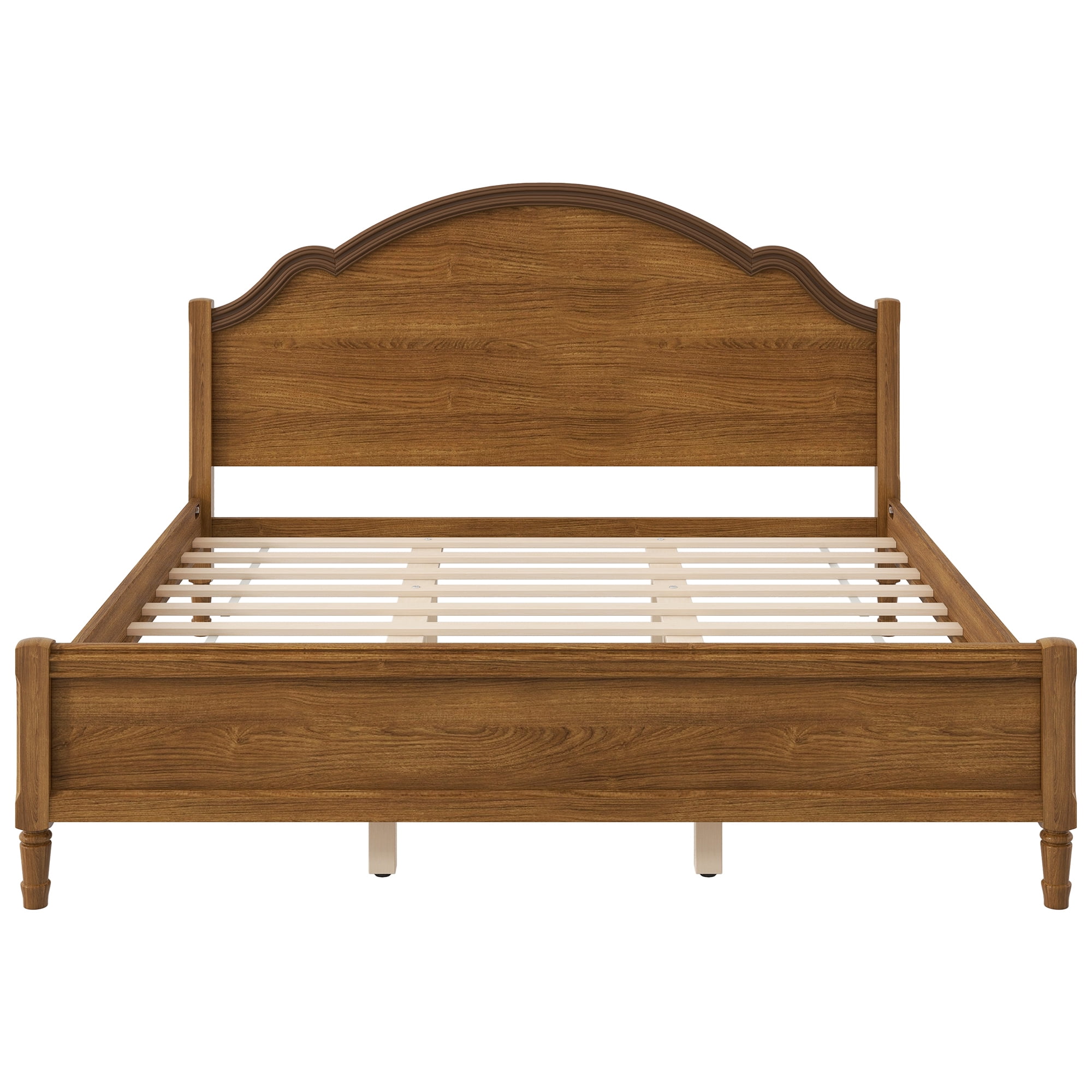 Euroco Wood King Size Platform Bed with Headboard, No Spring Box Needed, Walnut