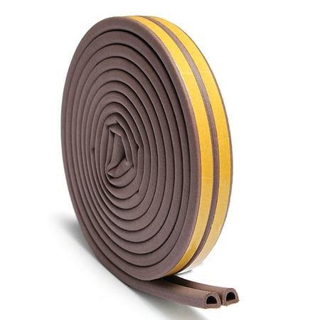 5M D Type Draught Excluder Self-Adhesive Weather Stripping Weatherstrip Rubber Foam Seal Strip For Door & Window, White