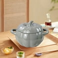 thumbnail image 4 of Ceramic Pumpkin Bowl, 800ML Halloween Thanksgiving Serving Bowl for Cereal Oatmeal Soup, Holiday Gift Idea Kitchenware(Gray-A), 4 of 4