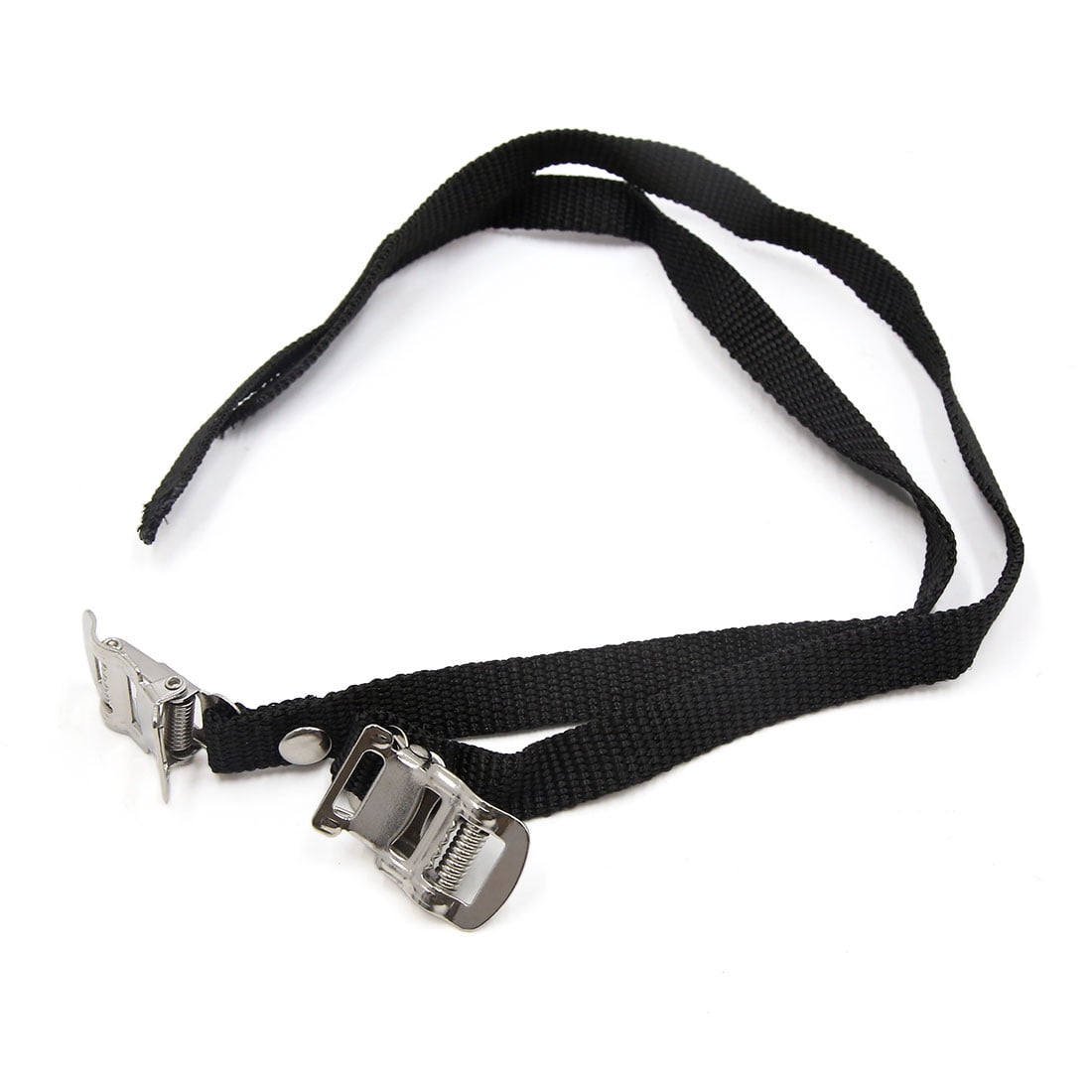 Unique Bargains 2pcs Black Silver Tone Pedal Toe Clip Belt Foot