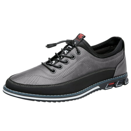 PLLFRLRT Mens Dress Shoes Lace Up Casual Leather Shoes Brown Oxfords Shoes for a Suit British Business Shoe Modern Formal Dress Shoes(Grey 9.5)