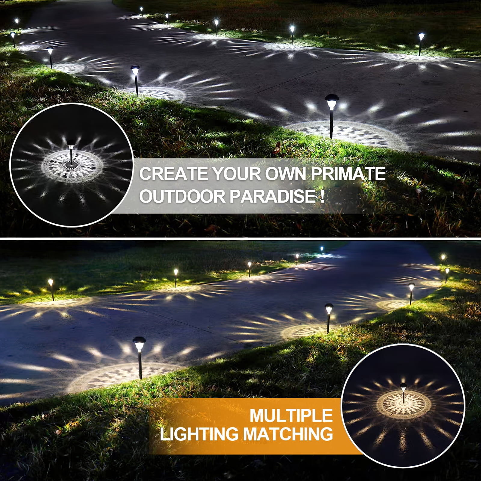 Solar Lights Outdoor Waterproof, 10 Pack LED Solar Garden Lights, Outdoor Decorations, Garden Decor for Yard, Patio, Landscape, Planter, Walkway (Warm White)