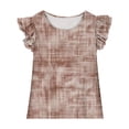 thumbnail image 2 of Kukoosong Girls Summer Ruffle Sleeve Tees Kids Crew Neck Short Sleeve Basic Tee Tops Toddler Girl Clothes Print T-Shirts for 8 Years, 2 of 5