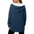 thumbnail image 5 of successthop Quarter Zip Hoodie Women Drawstring Long Sleeve Top with Pockets Streetwear Solid Trendy Sweater Navy S, 5 of 5
