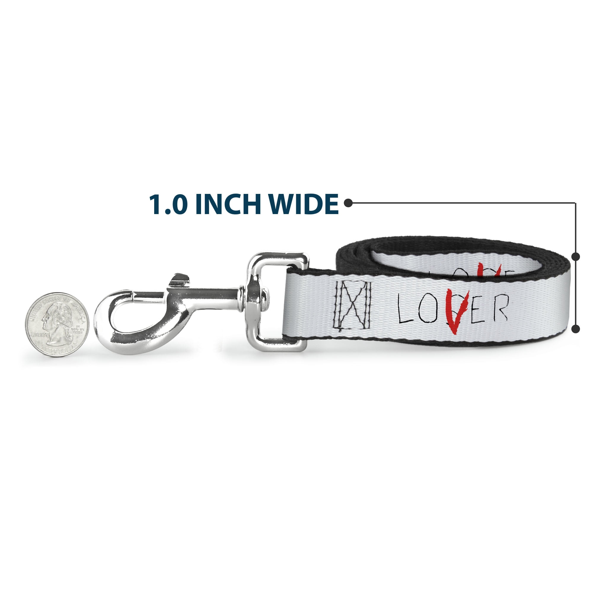 Warner Bros. Horror Movies Pet Leash, Dog Leash, It Chapter Two Loser Lover Quote, 6 Feet Long 1.0 Inch Wide