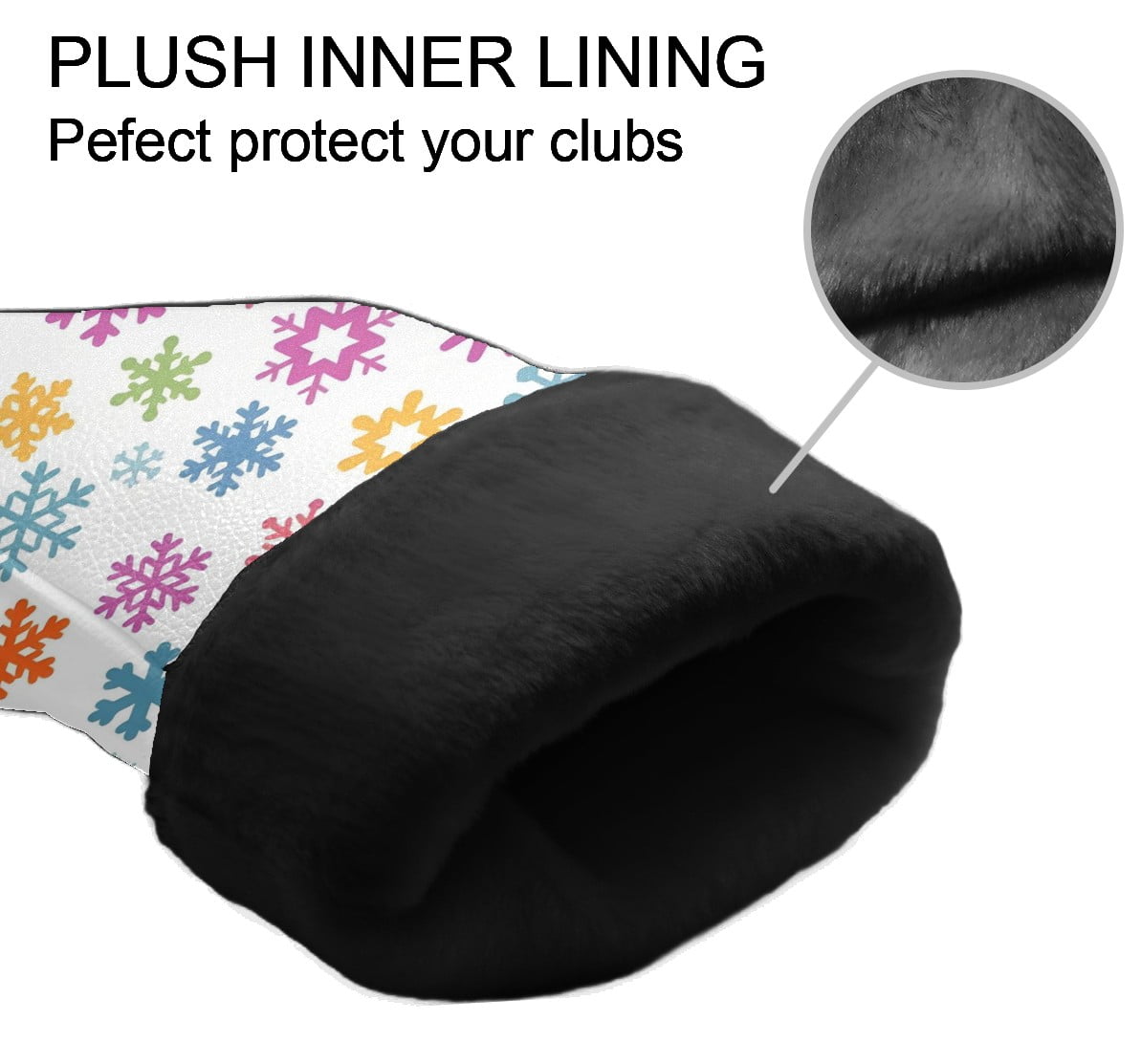 Golf Club Covers, Colorful Snowflake Premium PU Leather Driver Hybrid Putter Head Covers with Velvet Lining, Waterproof Golf Gifts for Men Women