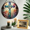 thumbnail image 6 of Cross Stained Glass Suncatcher, Cross Glass Suncatchers for Windows For Merry Christmas, 6 of 7