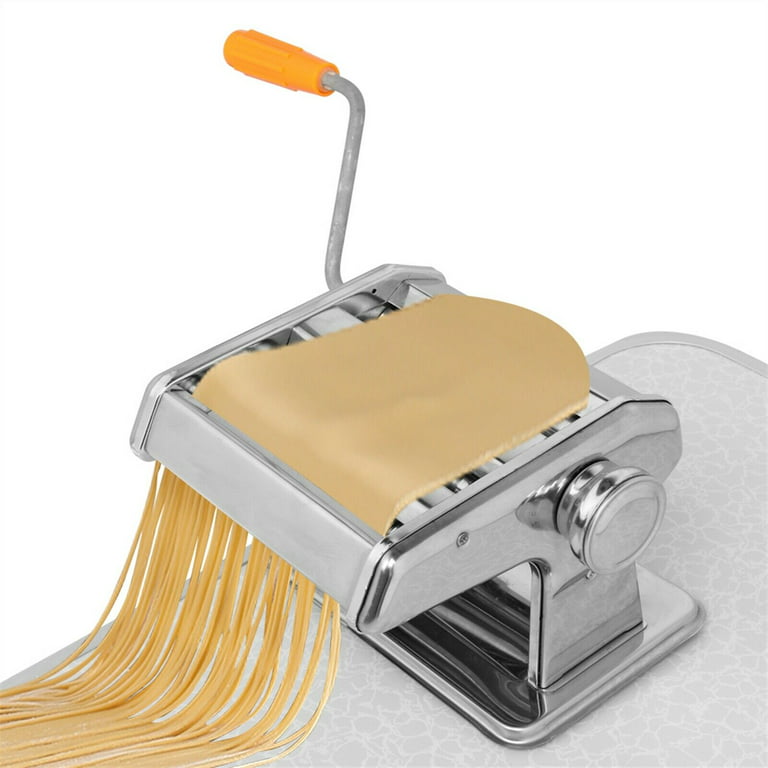 Pasta Maker Machine Stainless Steel Press Roller Cutter Manual Noodle Making for Spaghetti Lasagne Fettuccine, Size: (8.07 x 7.28 x 5.31), Silver