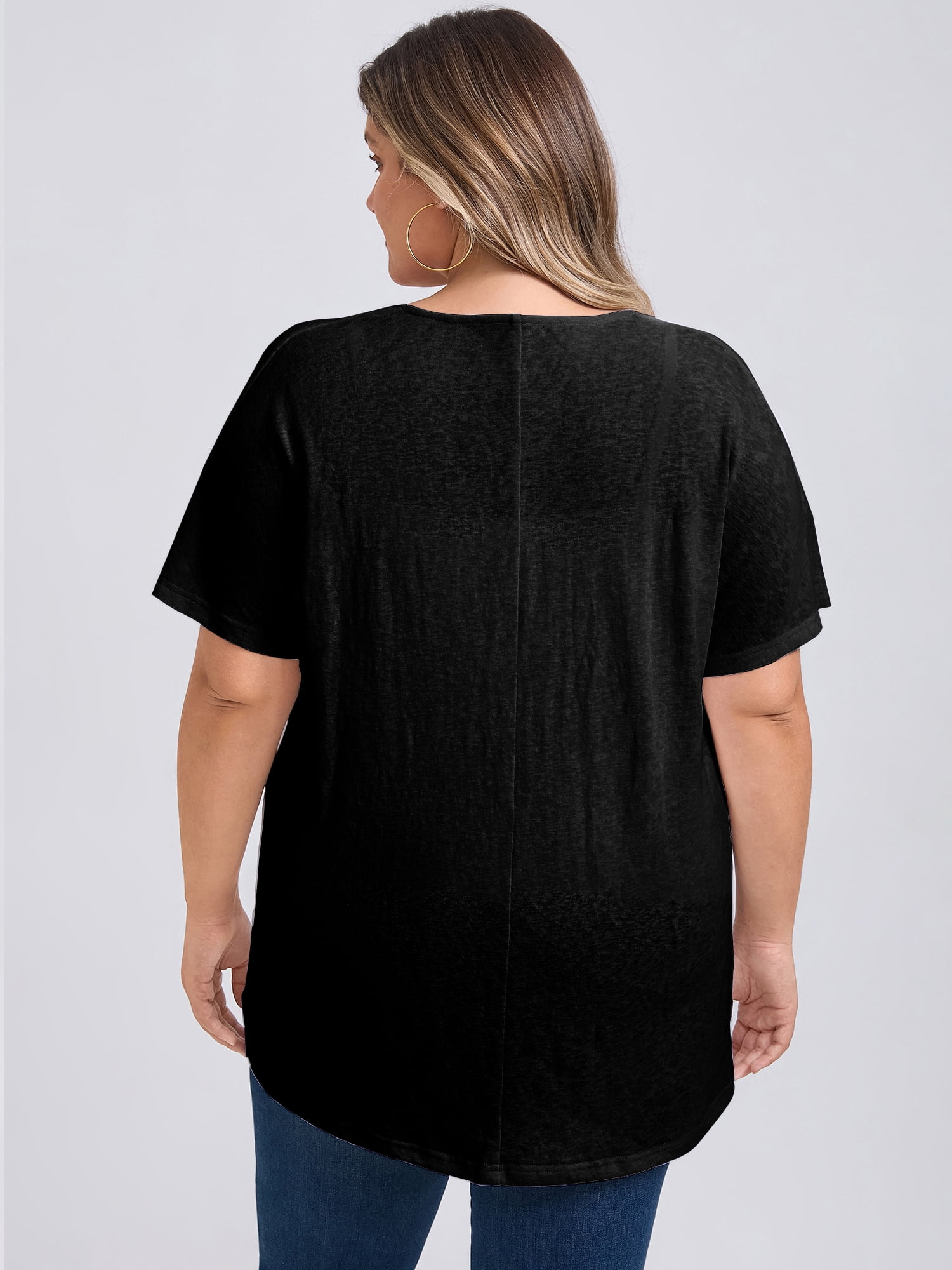 DARING DIVA Women's Plus Open Front Loose Fit Knit Curved Hem Cardigan 3X Black