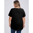 thumbnail image 3 of DARING DIVA Women's Plus Open Front Loose Fit Knit Curved Hem Cardigan 2X Black, 3 of 5