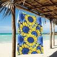thumbnail image 2 of Blue Yellow Sunflowers Beach Towel Oversized 74"x37" Pool Towels Soft Absorbent Extra Large Quick Drying for Bathroom, 2 of 5