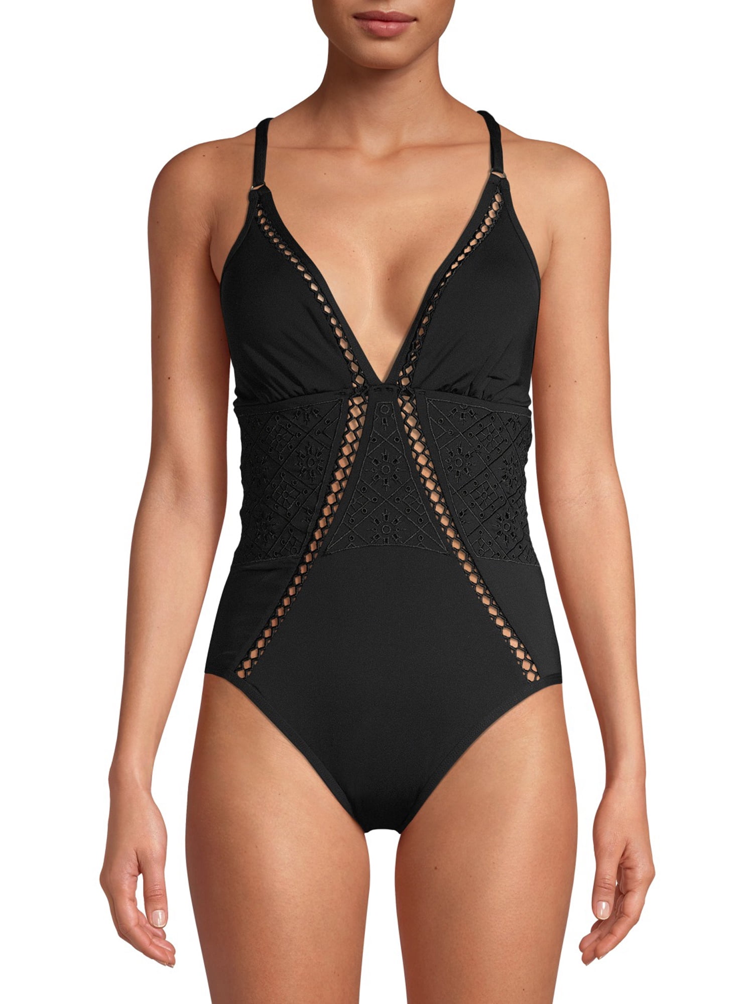 black eyelet swimsuit