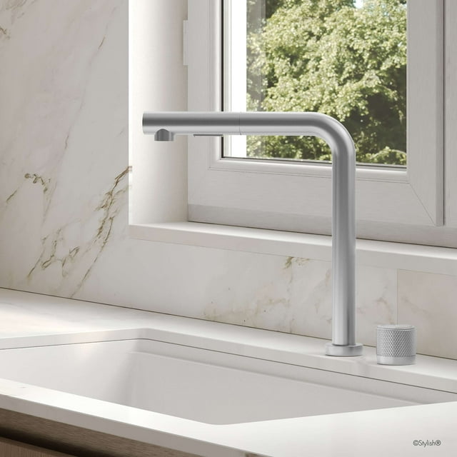 Stylish Single Handle Brushed Stainless Steel Lift Up Kitchen Faucet K-152S