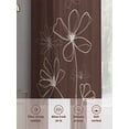 thumbnail image 6 of Brown Sheer Curtains 45 Inch Length 2 Panels Set - Light Filtering Window Treatments, Spring Flora Rod Pocket Semi Curtains for Living Room/Bedroom/Kitchen Décor, 104"W x 45"L, 6 of 7