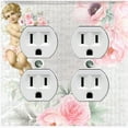 thumbnail image 1 of Metal Light Switch Plate Outlet Cover Musical Floral Cupid Striped Wallpaper Green AGL001, 1 of 13
